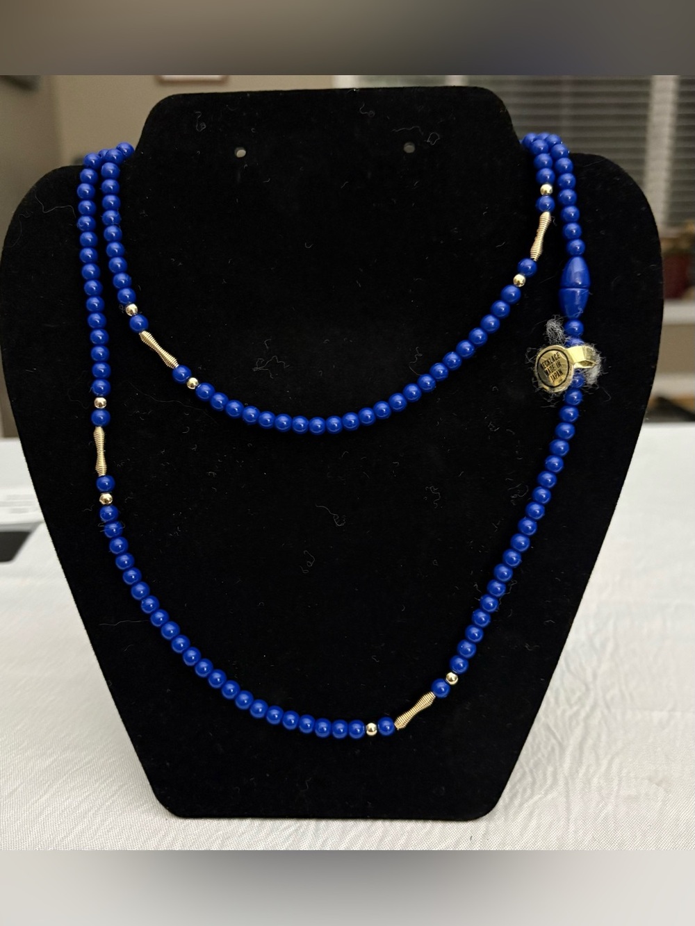 Vintage Avon Royal Azura Necklace 36” Blue Gold 1981 NOS